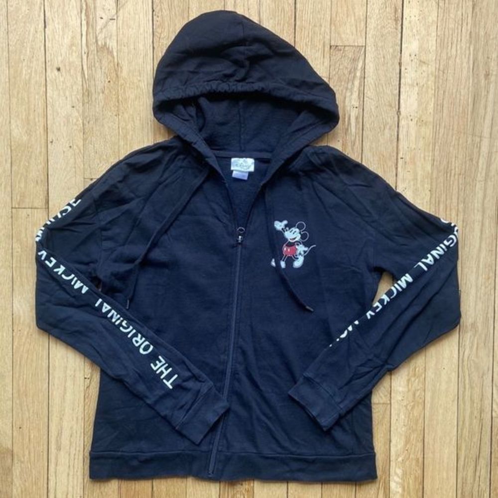 Y2K Disney Mickey Mouse Womens‎ Hoodie Size Small Black White Full Zip